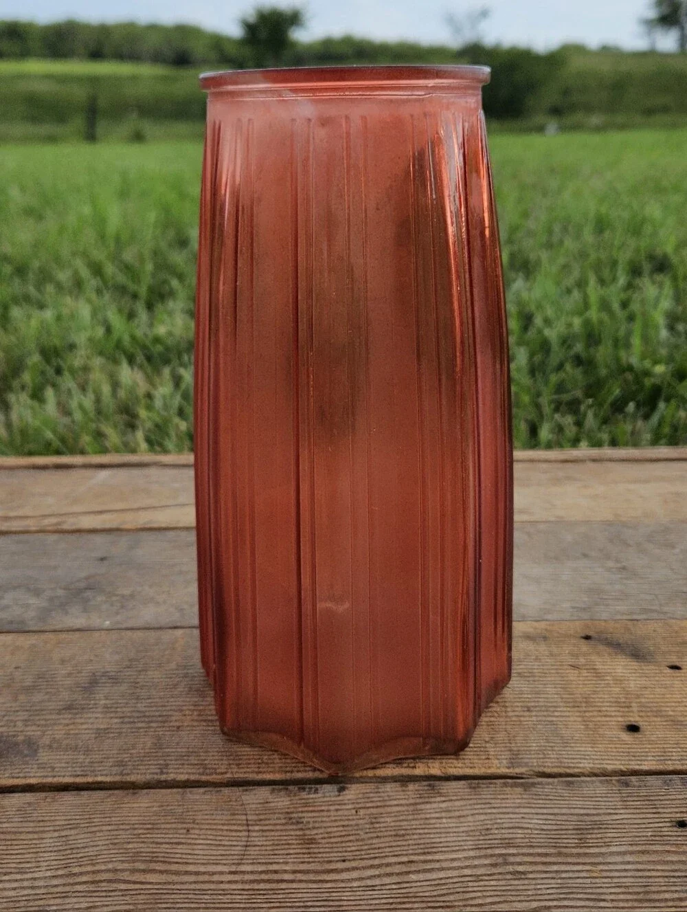 MCM Vintage DPS MYLA #2 Cranberry Red Ribbed Glass Flower Vase 8